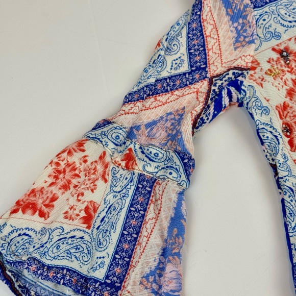 Aratta Coral, Blue & White Patchwork Button-Up - Picture 12 of 16